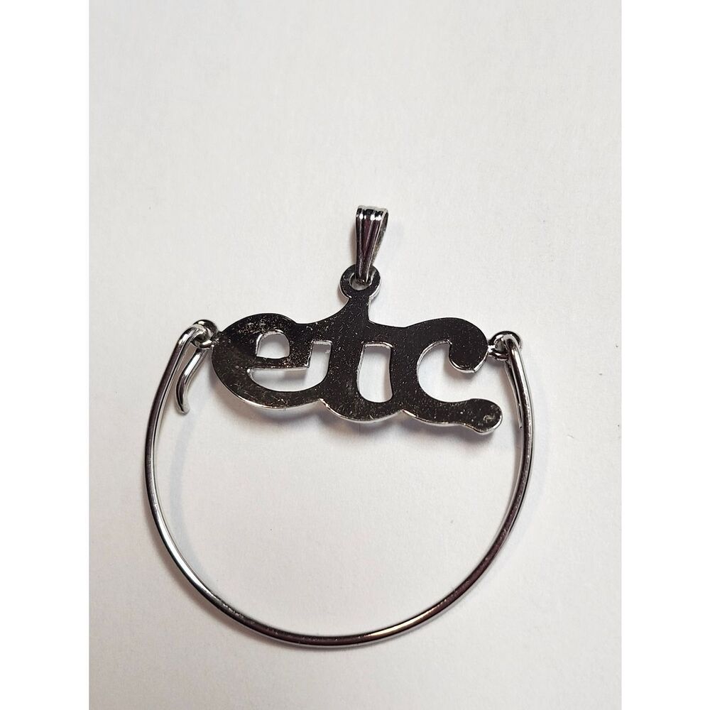 VTG Sterling Silver Plated 'etc' Script Pendant To Put Charms On Charm Holder